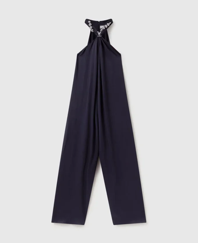 Halterneck-overall i satin med kulkedja Halterneck-overall i satin med kulkedja