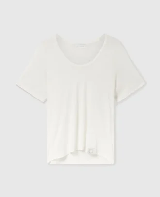Halvtransparent stickad T-shirt med rund hals