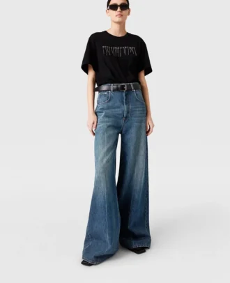 Högmidjade jeans med raka ben
