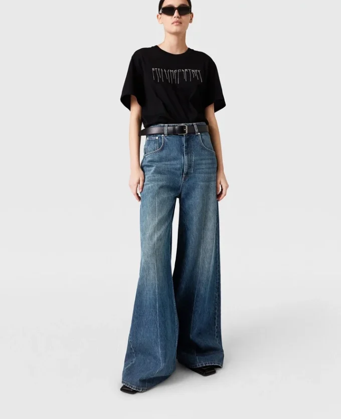 Högmidjade jeans med raka ben