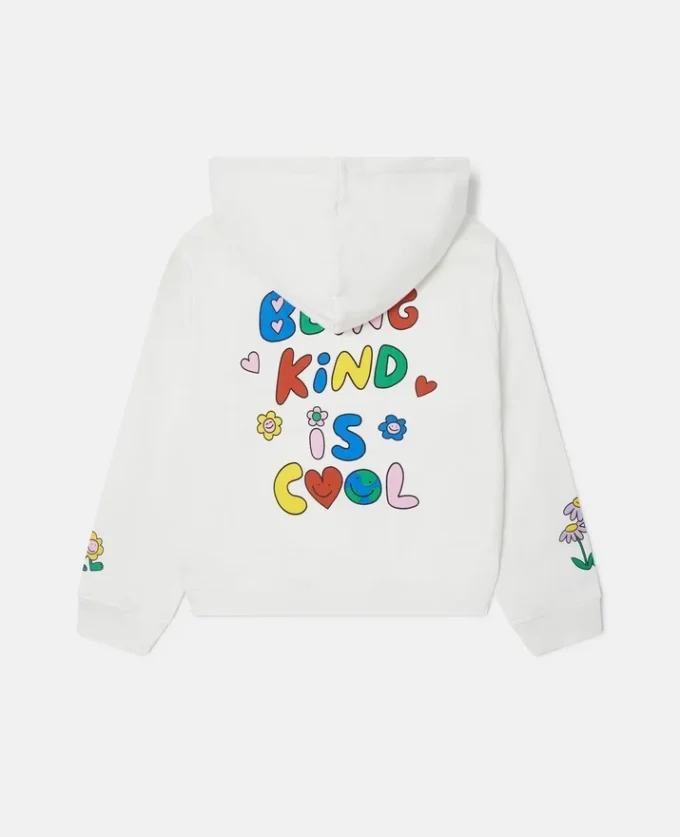 Huvtröja med dragkedja och blommig grafik Huvtröja med dragkedja och blommig grafik