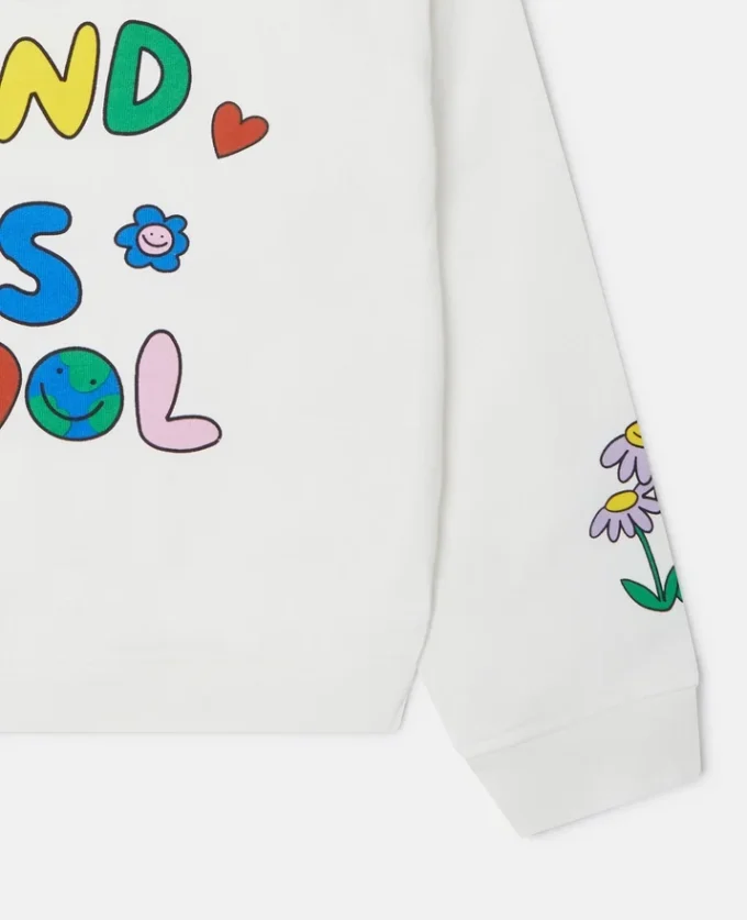 Huvtröja med dragkedja och blommig grafik Huvtröja med dragkedja och blommig grafik