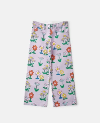 Jeans med blommönster och raka ben