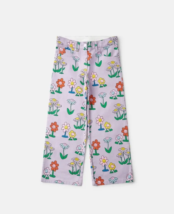 Jeans med blommönster och raka ben Jeans med blommönster och raka ben