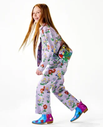 Jeans med blommönster och raka ben