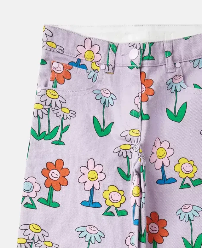 Jeans med blommönster och raka ben Jeans med blommönster och raka ben