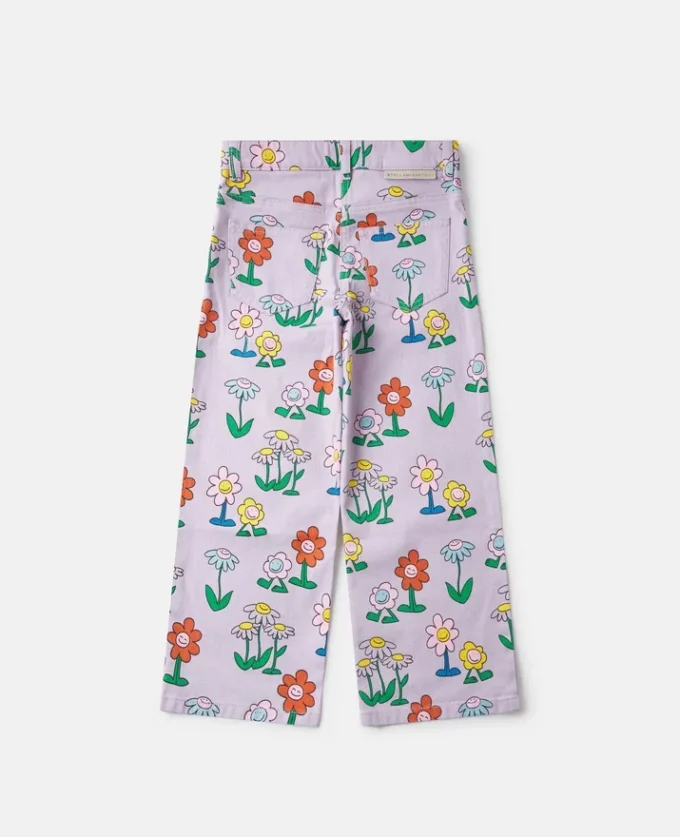 Jeans med blommönster och raka ben Jeans med blommönster och raka ben
