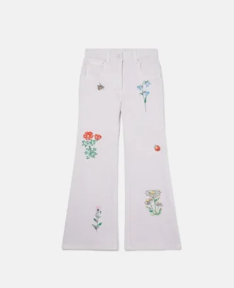 Jeans med broderad blomma
