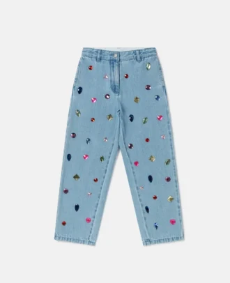Jeans med broderade juveler