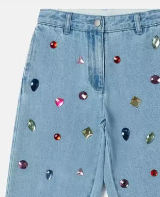 Jeans med broderade juveler