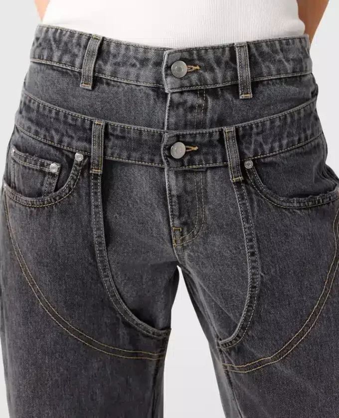 Jeans med dubbel midjeband Jeans med dubbel midjeband