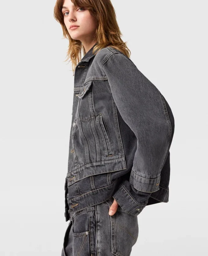 Denimjacka med tonade paneler Denimjacka med tonade paneler