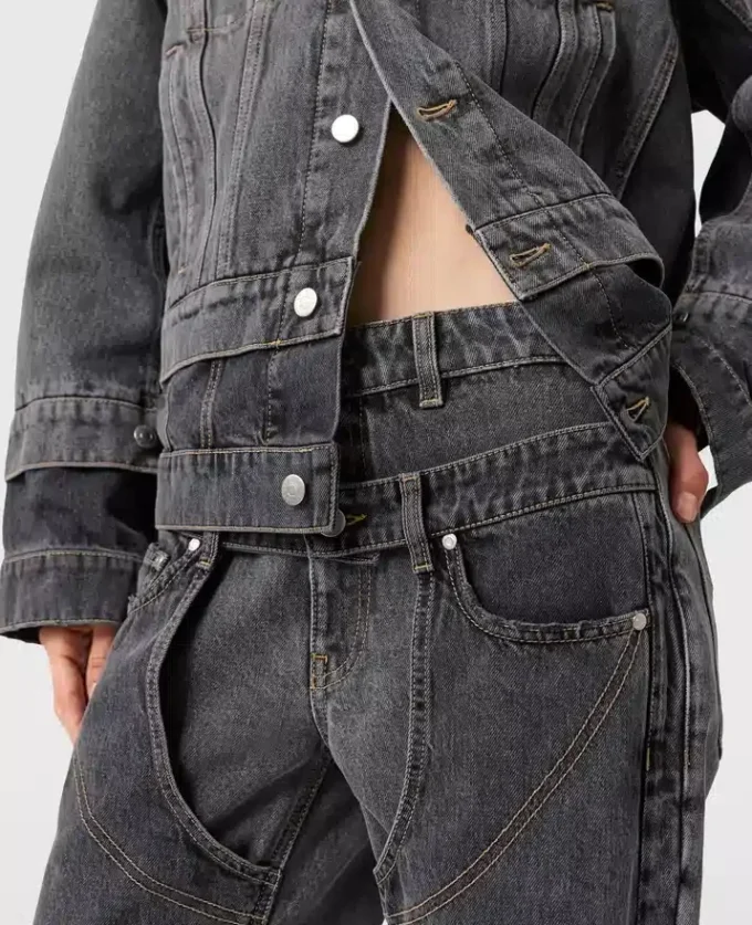Jeans med dubbel midjeband Jeans med dubbel midjeband