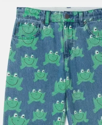 Jeans med grodtryck och raka ben