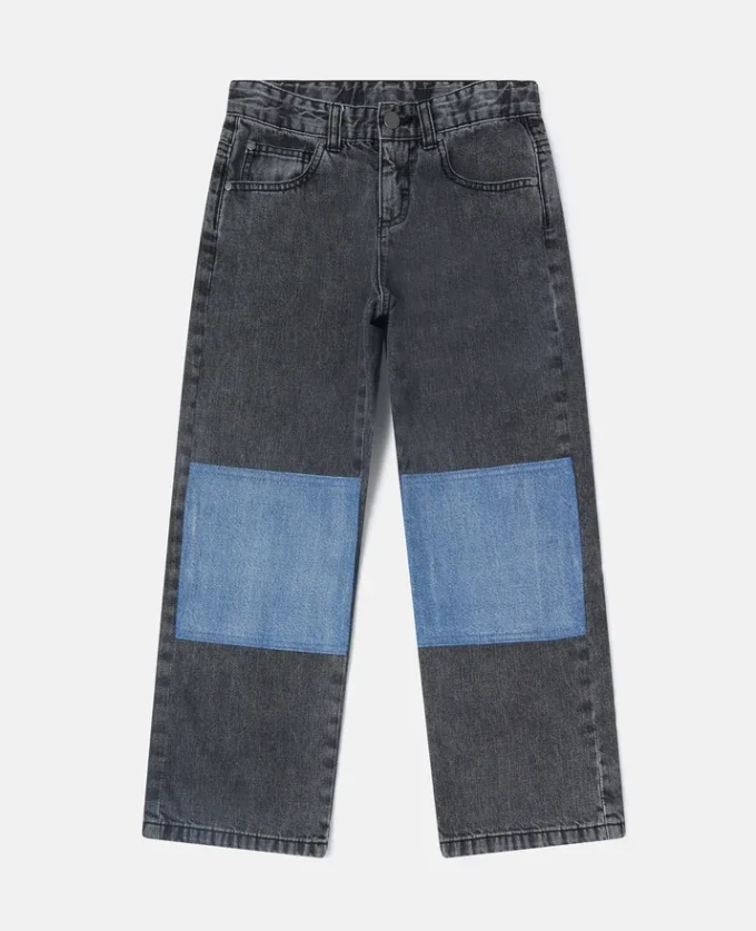 Jeans med raka ben och kontrastpaneler