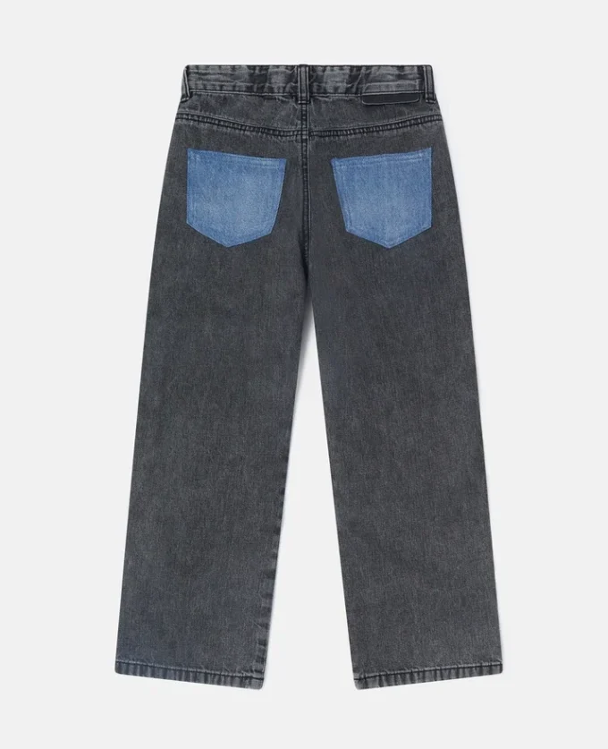 Jeans med raka ben och kontrastpaneler