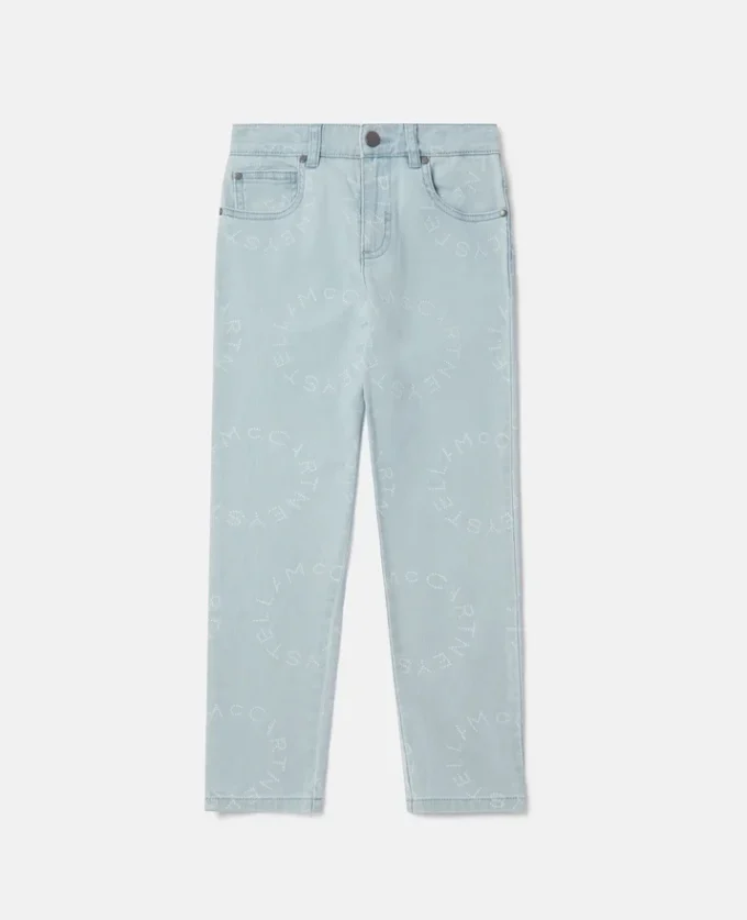 Jeans med raka ben och medaljonglogotyp