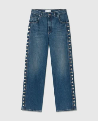Jeans med raka ben och tryckknappar