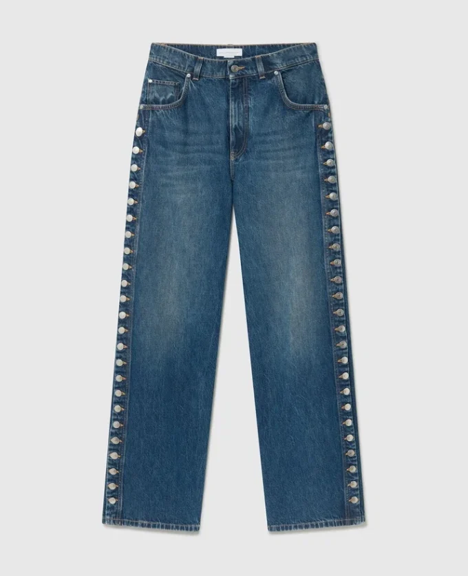 Jeans med raka ben och tryckknappar