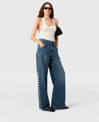 Jeans med raka ben och tryckknappar