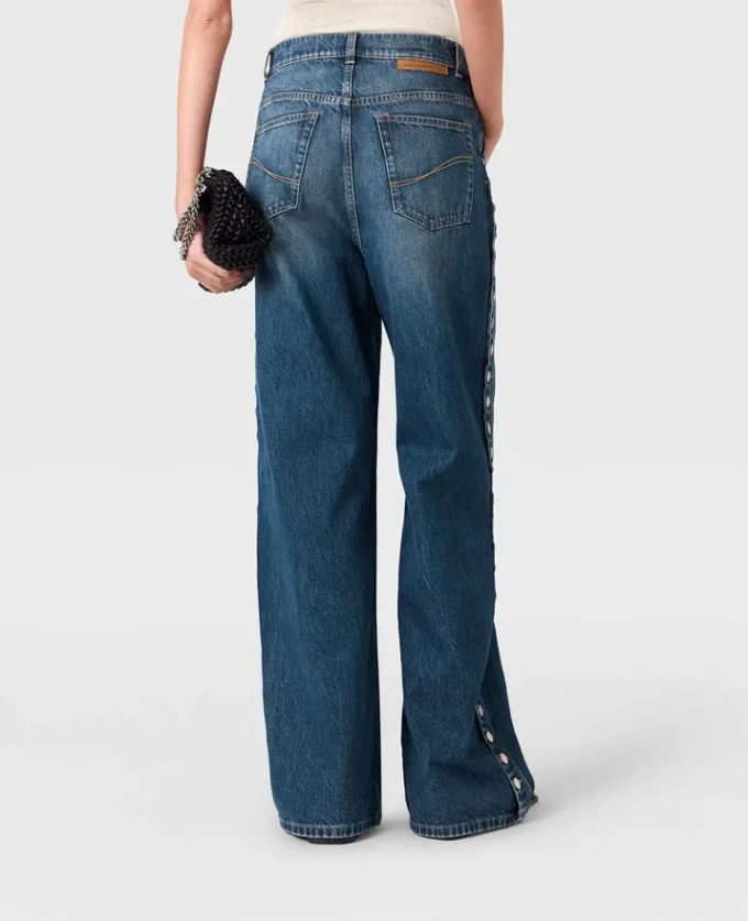 Jeans med raka ben och tryckknappar