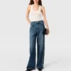 Jeans med raka ben och tryckknappar