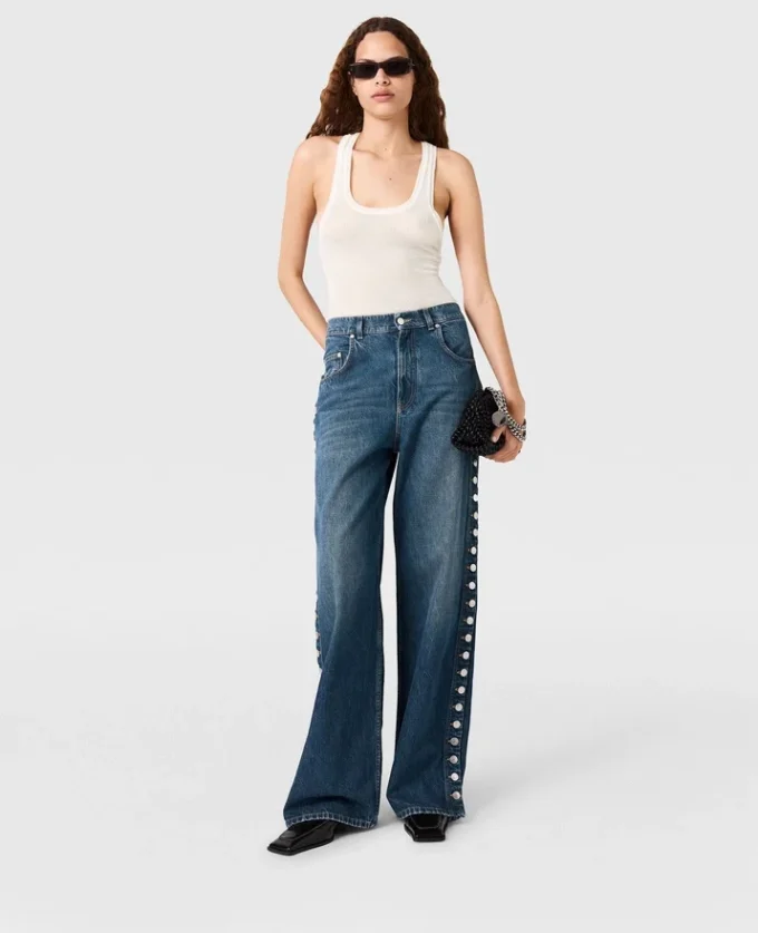 Jeans med raka ben och tryckknappar