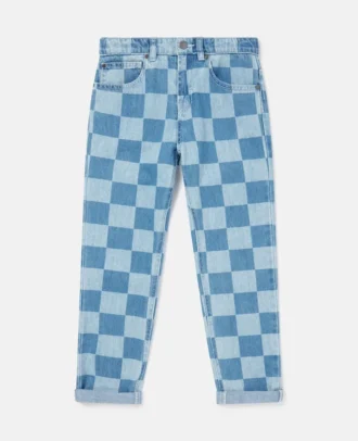Jeans med rutmönster