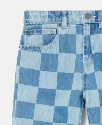 Jeans med rutmönster