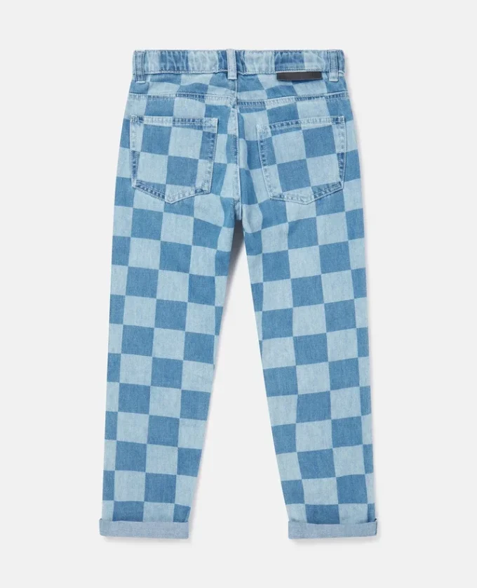 Jeans med rutmönster