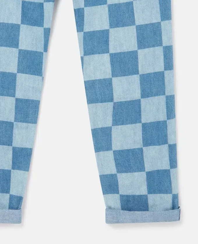 Jeans med rutmönster