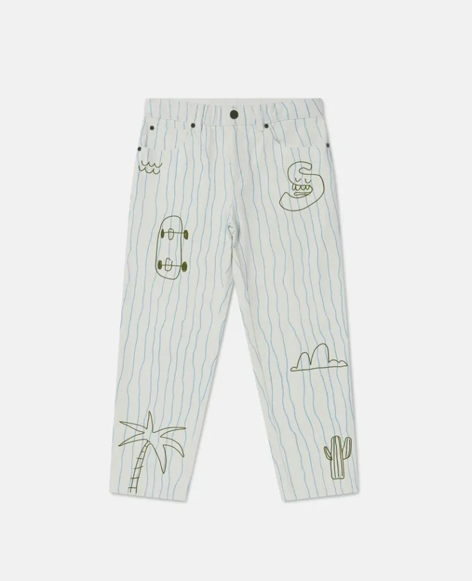 Jeans med skateboardtryck