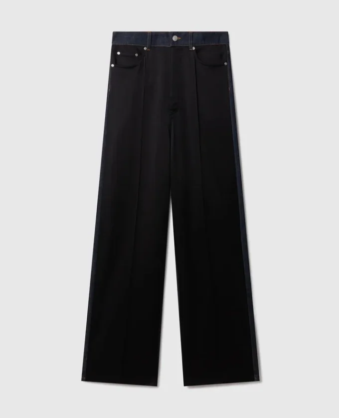 Jeans med vida ben och satinpaneler