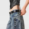 Jeans med vida ben och snörning