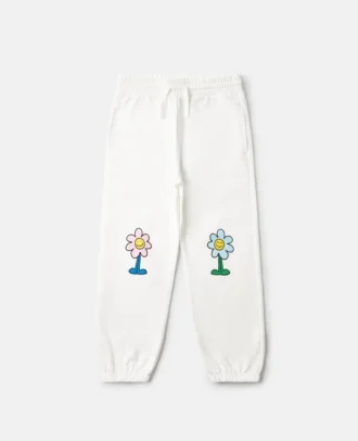 Joggingbyxor med blommönster och dragsko