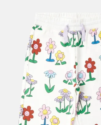 Joggingbyxor med blommönster och dragsko