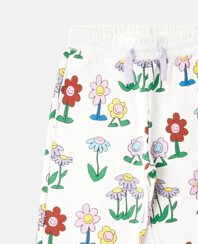 Joggingbyxor med blommönster och dragsko Joggingbyxor med blommönster och dragsko