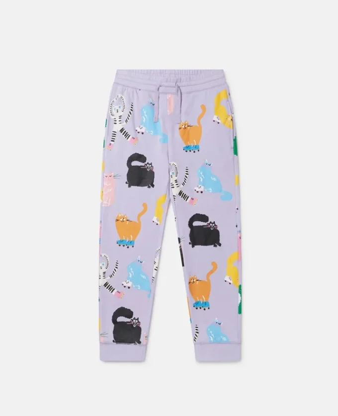 Joggingbyxor med kattmönster