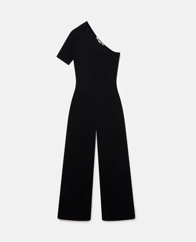 Kompakt stickad jumpsuit med en axel