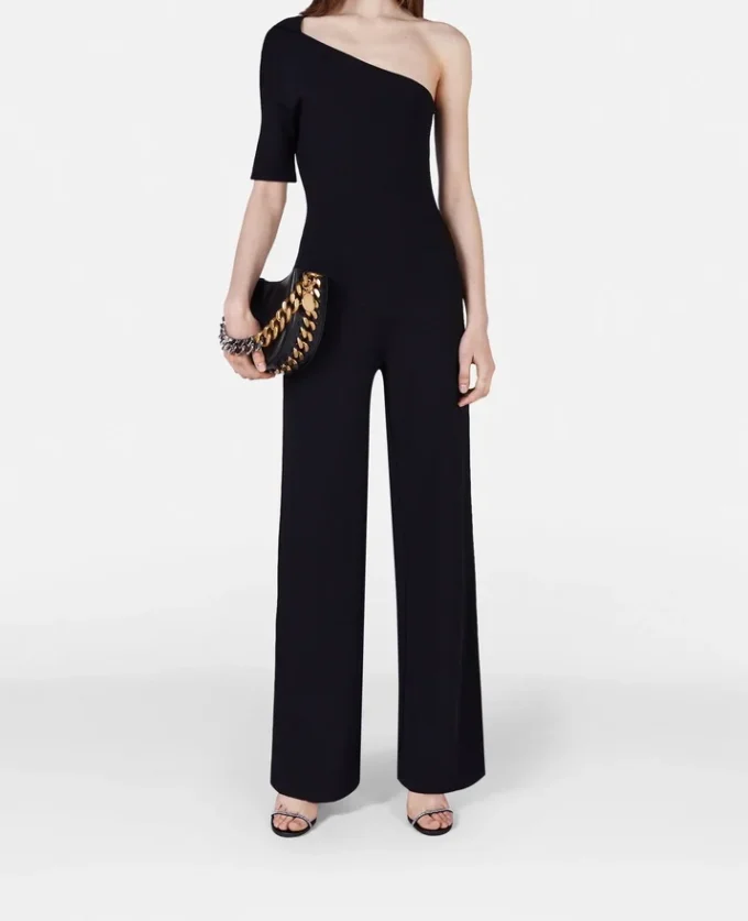 Kompakt stickad jumpsuit med en axel
