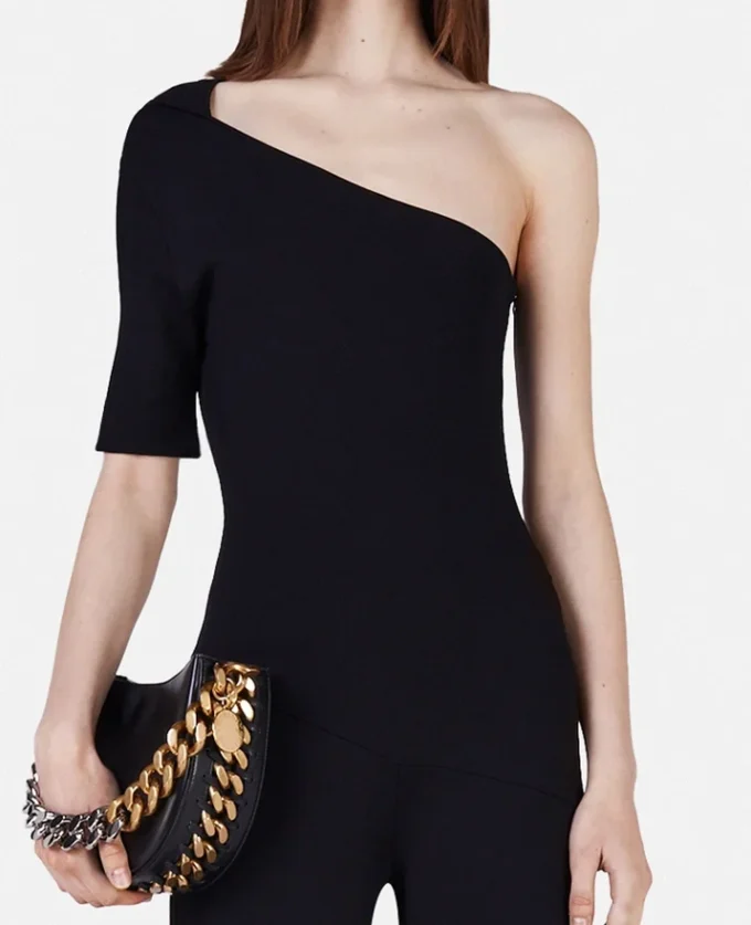 Kompakt stickad jumpsuit med en axel