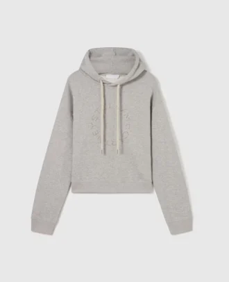 Kort hoodie med broderad logotyp