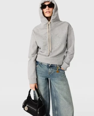 Kort hoodie med broderad logotyp