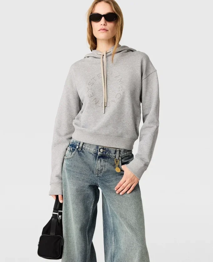 Kort hoodie med broderad logotyp Kort hoodie med broderad logotyp