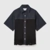Kortärmad denimskjorta med satinpanel