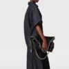Kortärmad denimskjorta med satinpanel