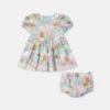 Kortärmad klänning med skogsmönster och bloomers
