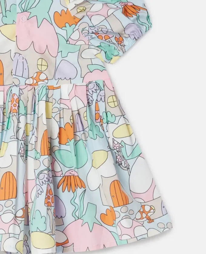 Kortärmad klänning med skogsmönster och bloomers
