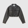 Åldrad kort denimjacka med paneler Åldrad kort denimjacka med paneler