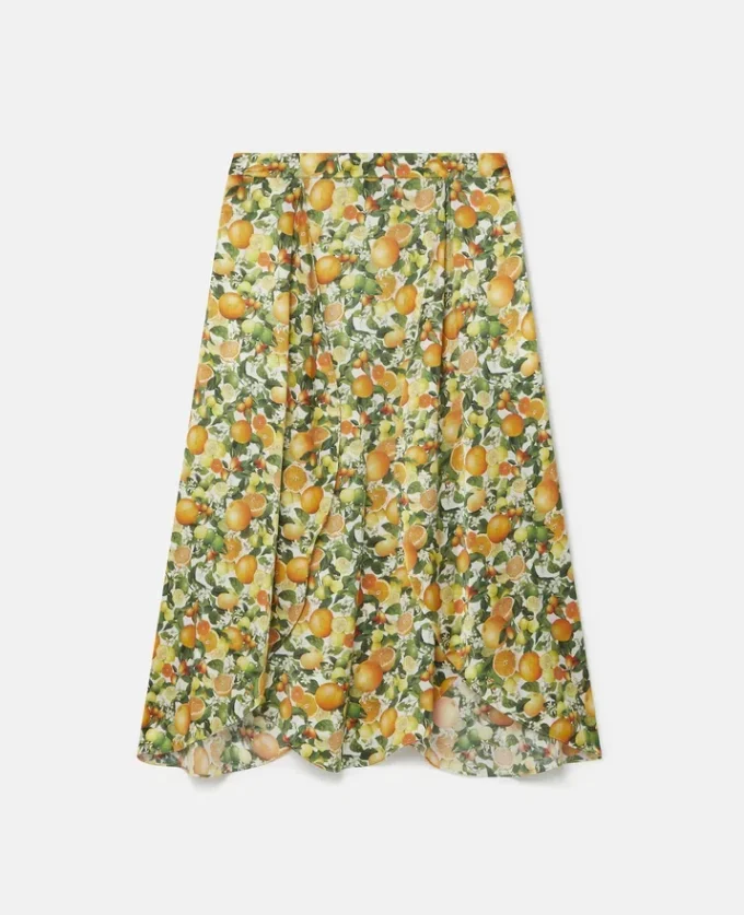 Lemon Print Split Hem Skirt